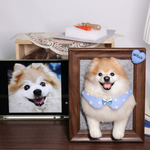 Custom Felt Pet Needle Felted Pomeranian Dog Portrait for Memory Keepsake