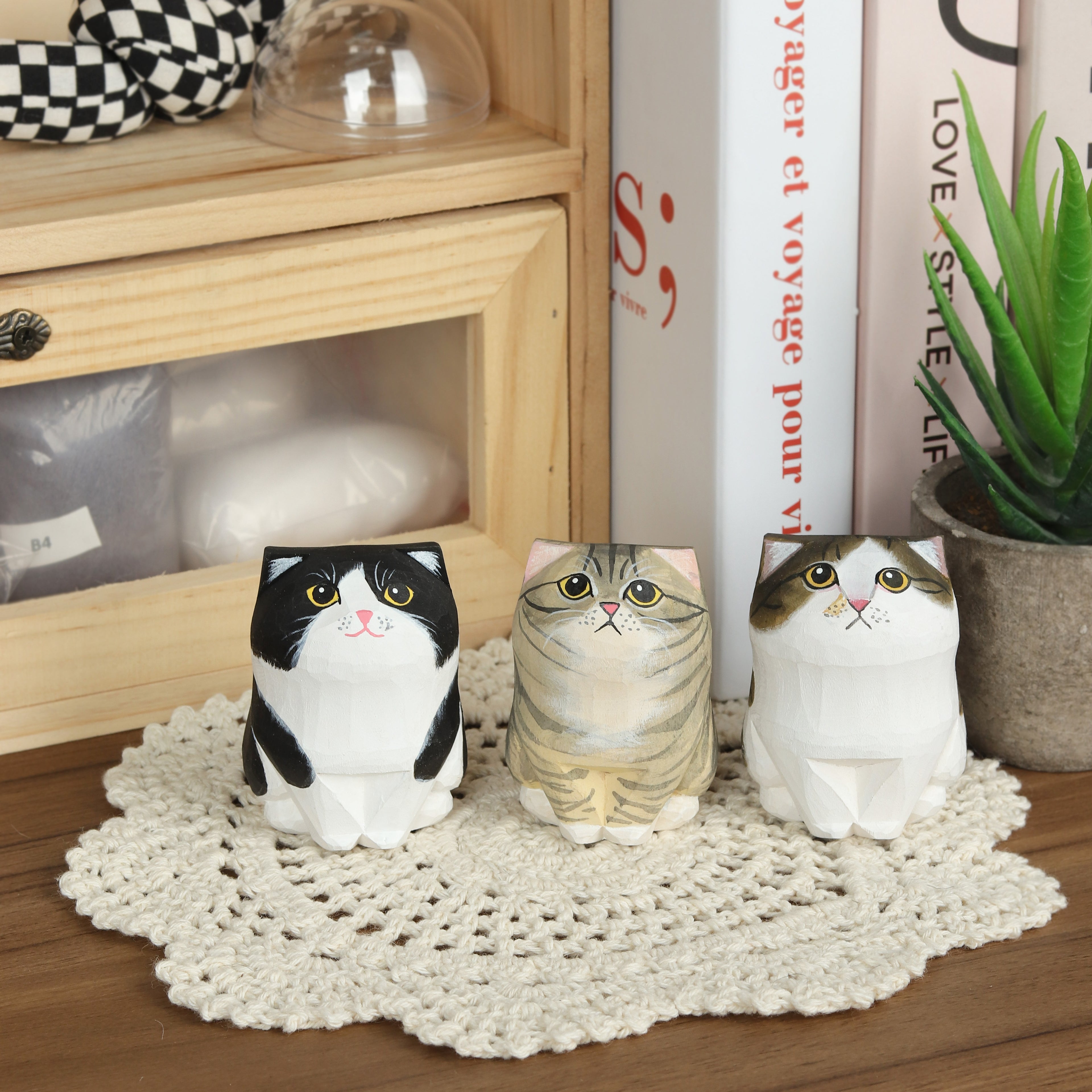 Custom Wood Cat Figurine Memorial Gift