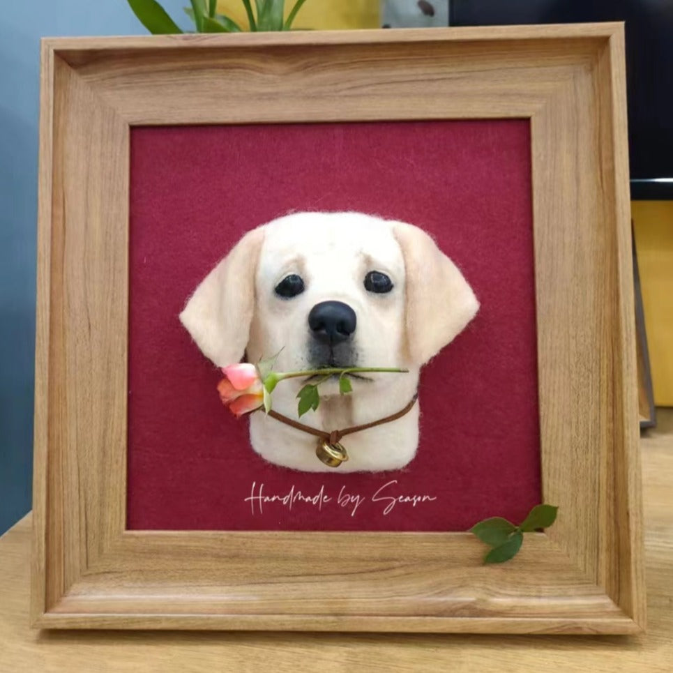 Custom Needle Felted Dog Portrait in Framed-FINISHED PRODUCT