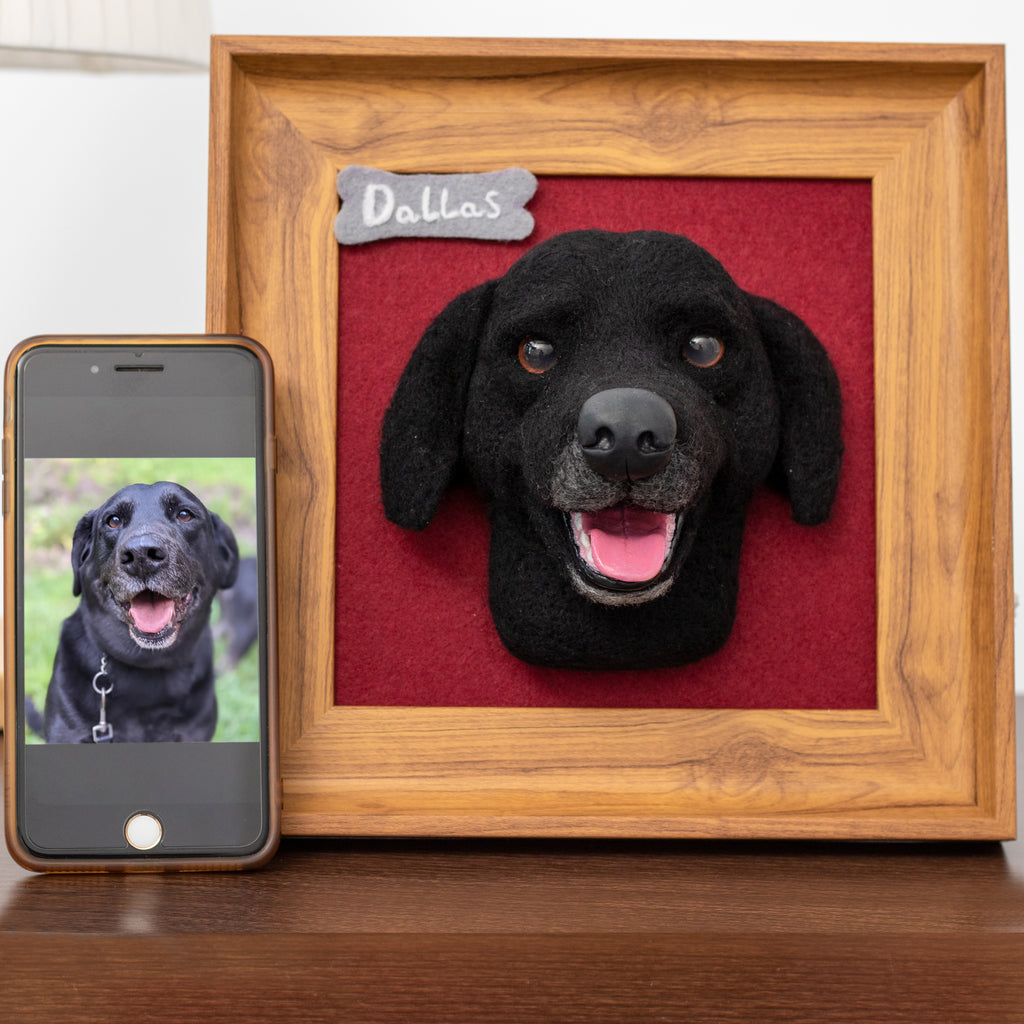 Wakuneco, Felted Dog Portrait Memorial for My Dog
