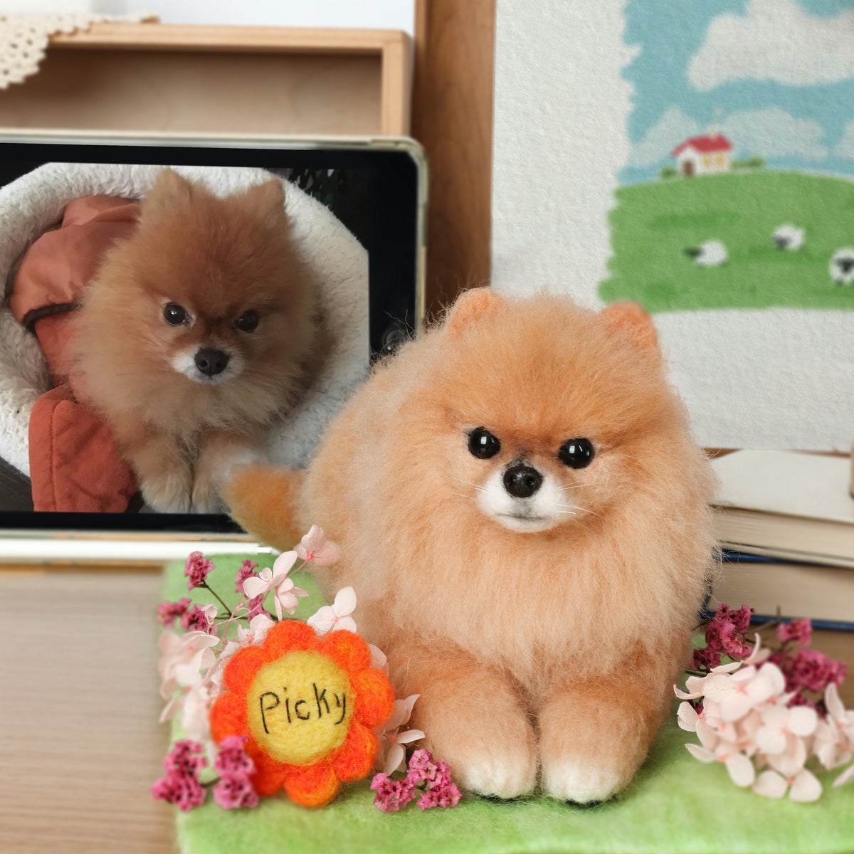 Custom Felt Sculptures Life Size Pet Replica Full Body 10 Inches
