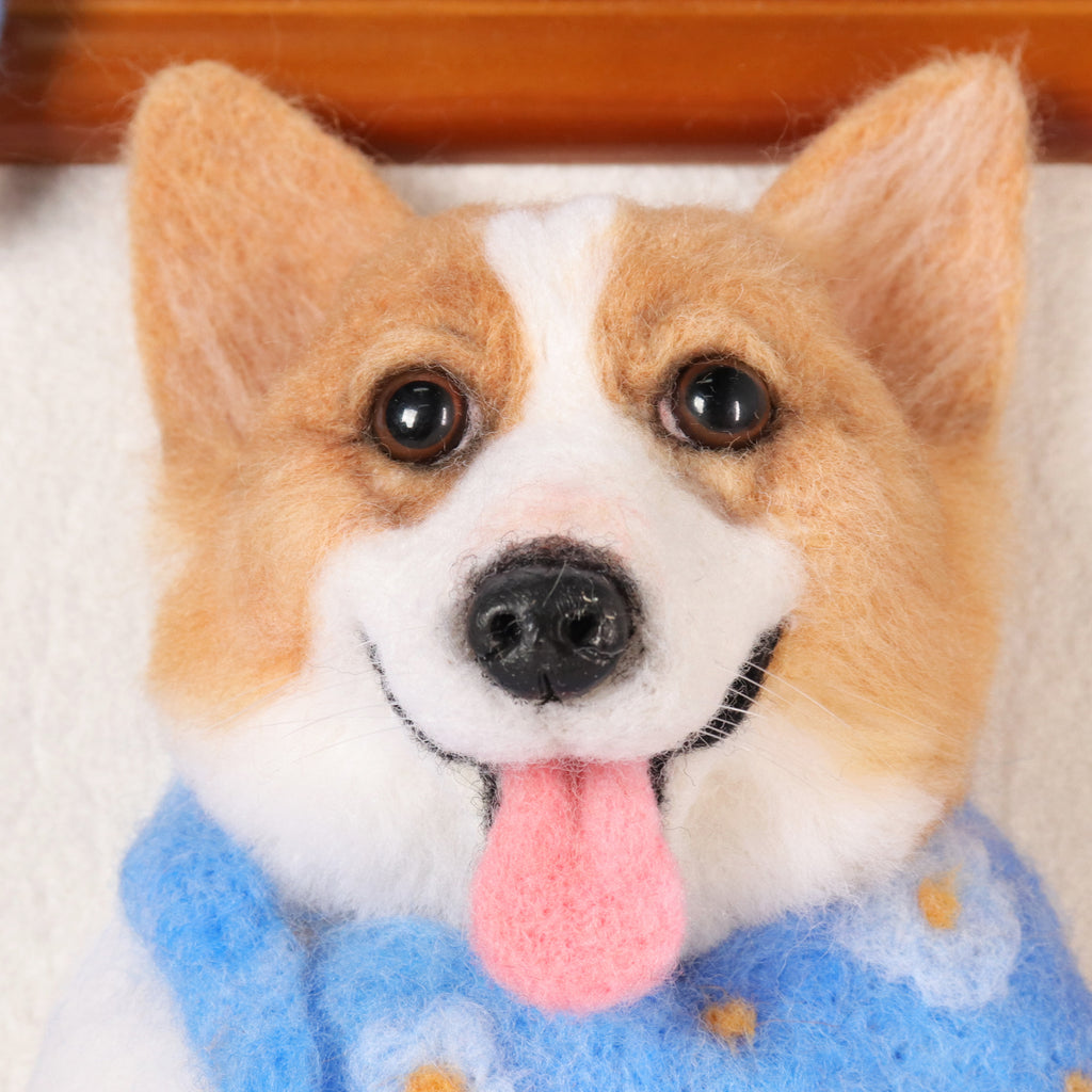 Custom Felt Dog Portrait Needle Felted  Corgi