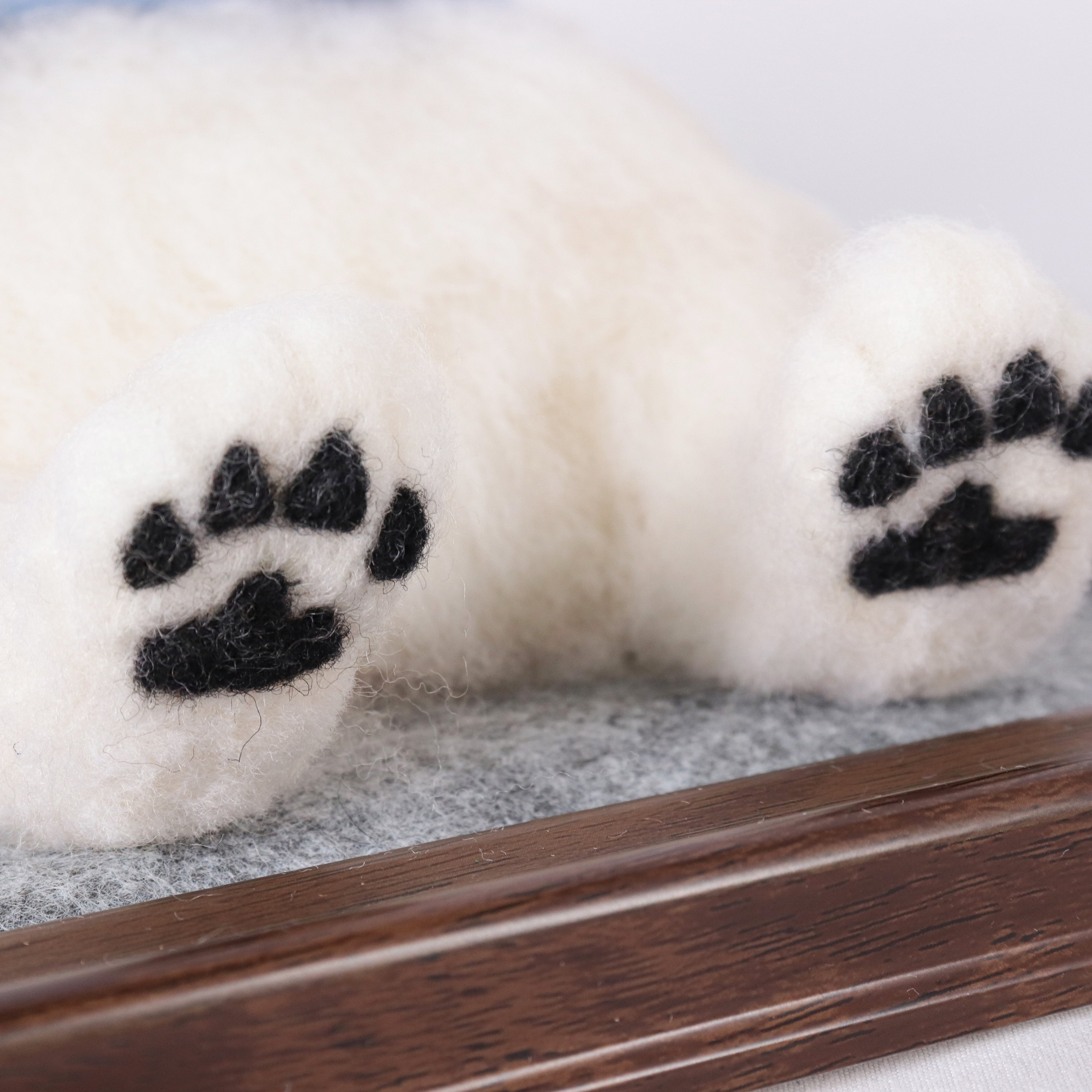 Custom Felt Pet Portrait Half Body with Paws In 8 Inches Wooden Frame Memorial Gift