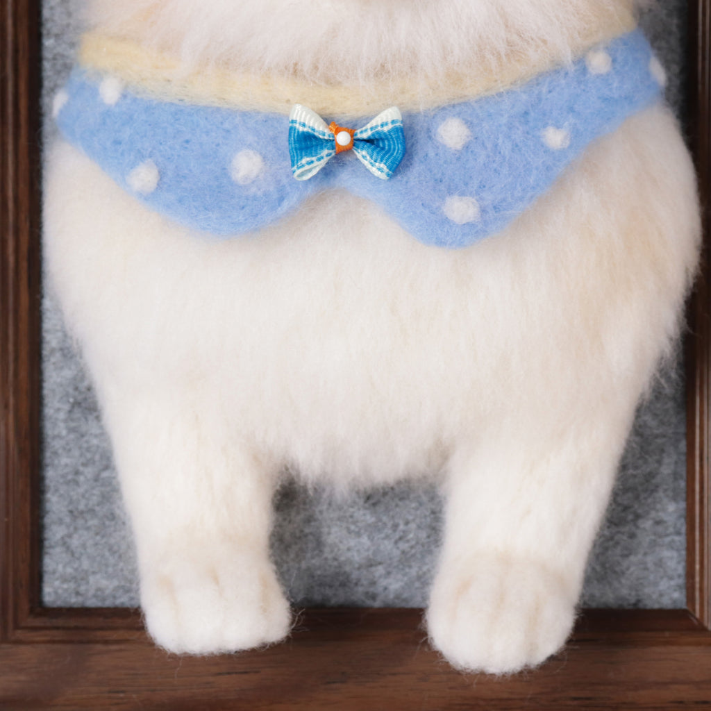 Custom Felt Pet Portrait Half Body with Paws In 8 Inches Wooden Frame Memorial Gift