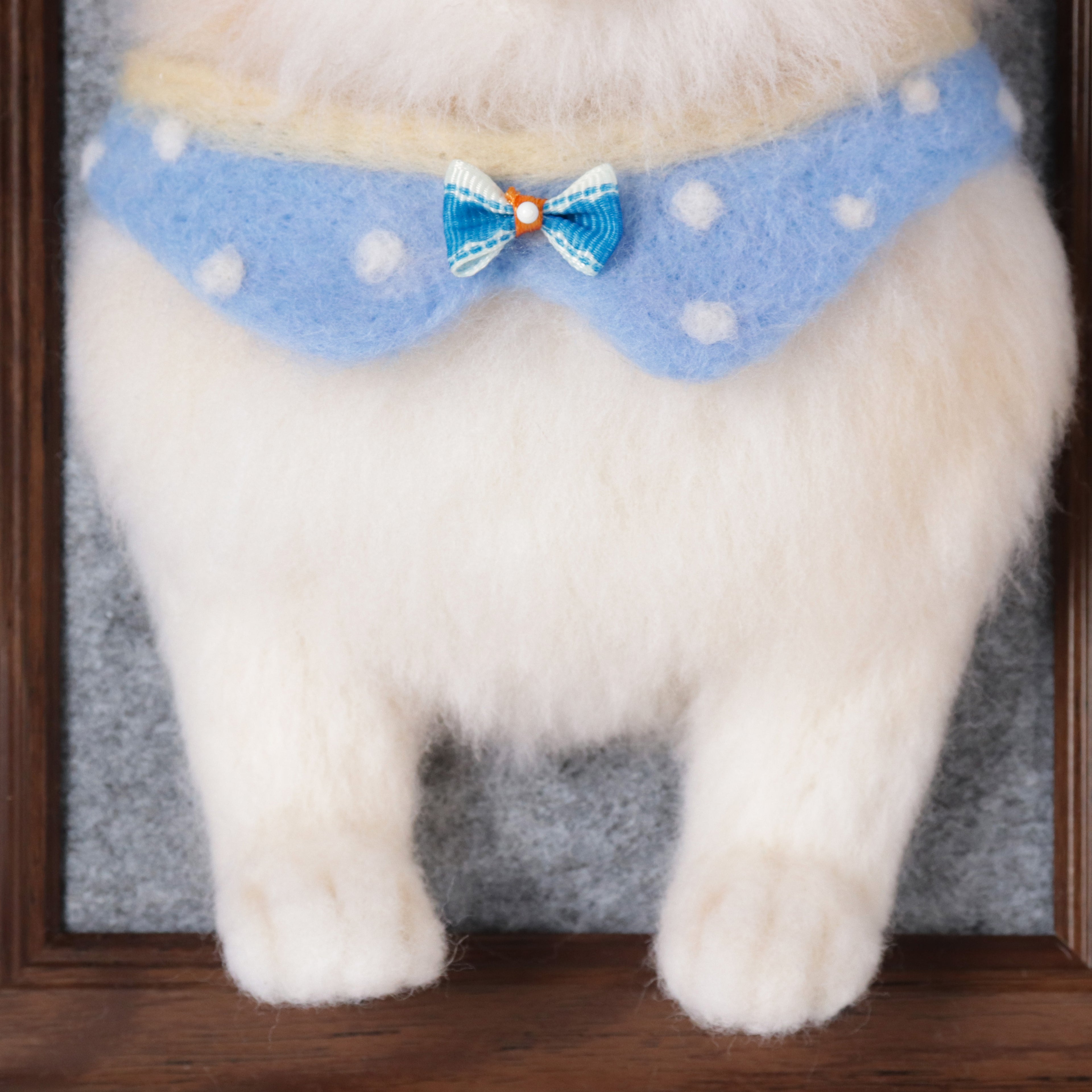 Custom Felt Pet Portrait Half Body with Paws In 8 Inches Wooden Frame Memorial Gift
