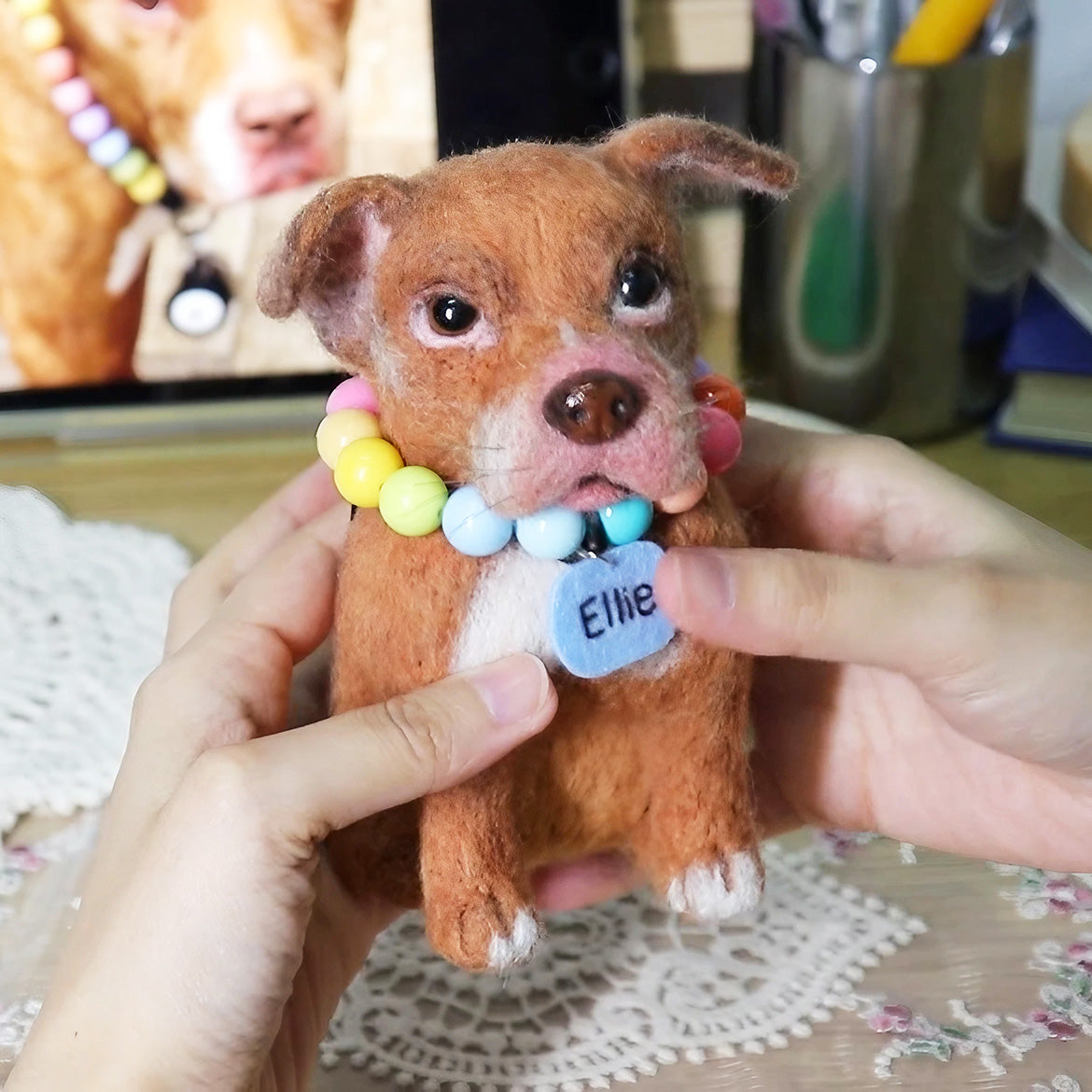 Custom Felt Pet Full Body Dog Replica for Pet Lover 6 Inches