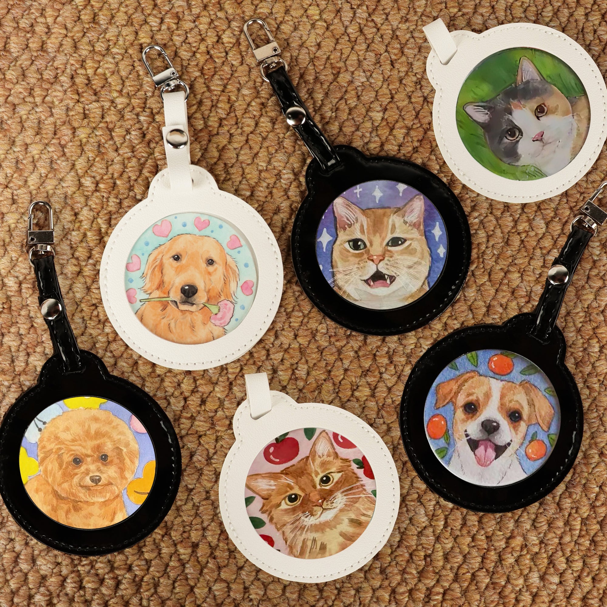 Custom Pet Portrait Bag Charm Pet Keychain Charm