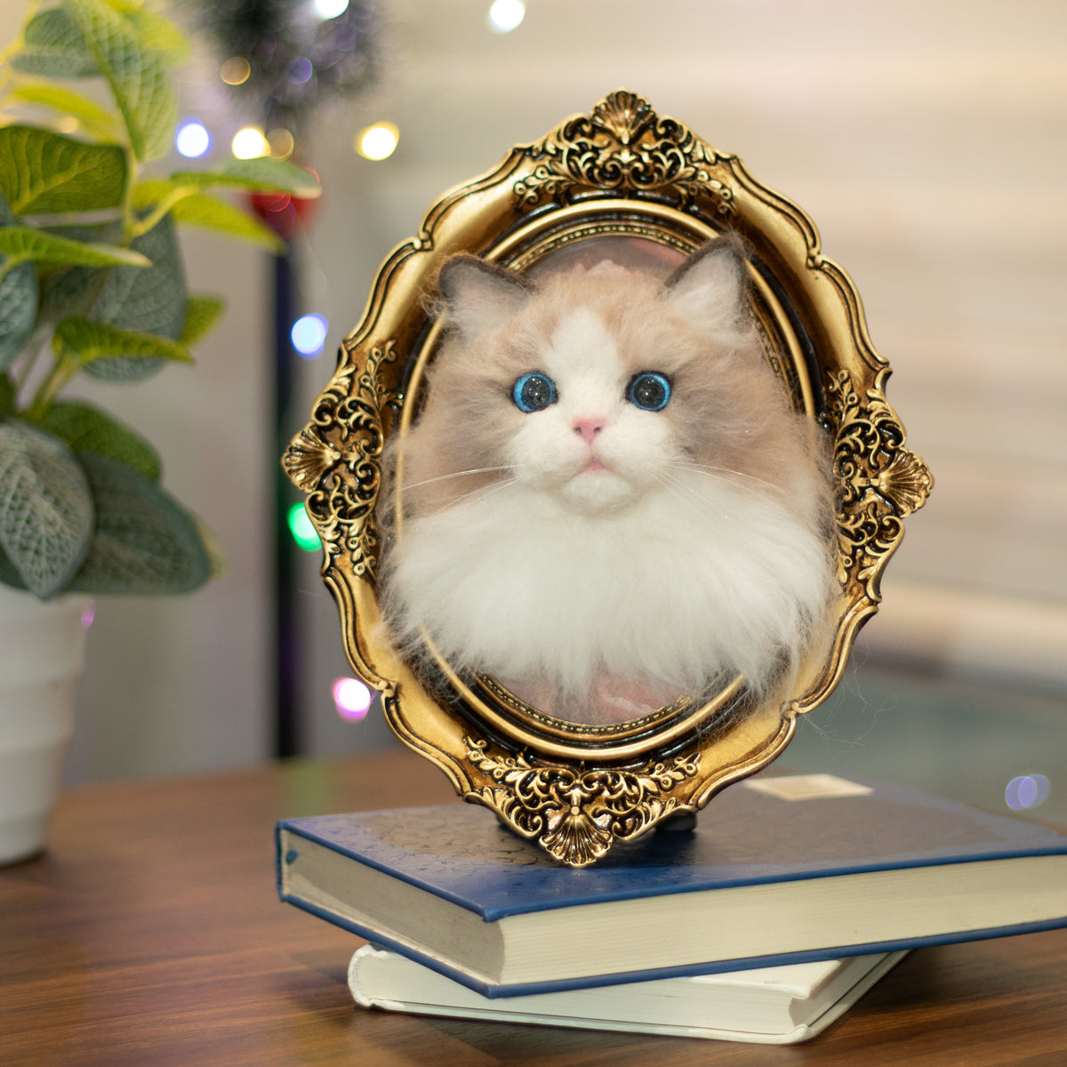 3D Felted Cat Portrait Custom Cat Memorial Frame for Cat Sympathy Gifts