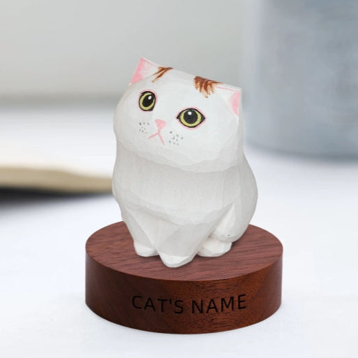Custom Wood Cat Figurine Memorial Gift