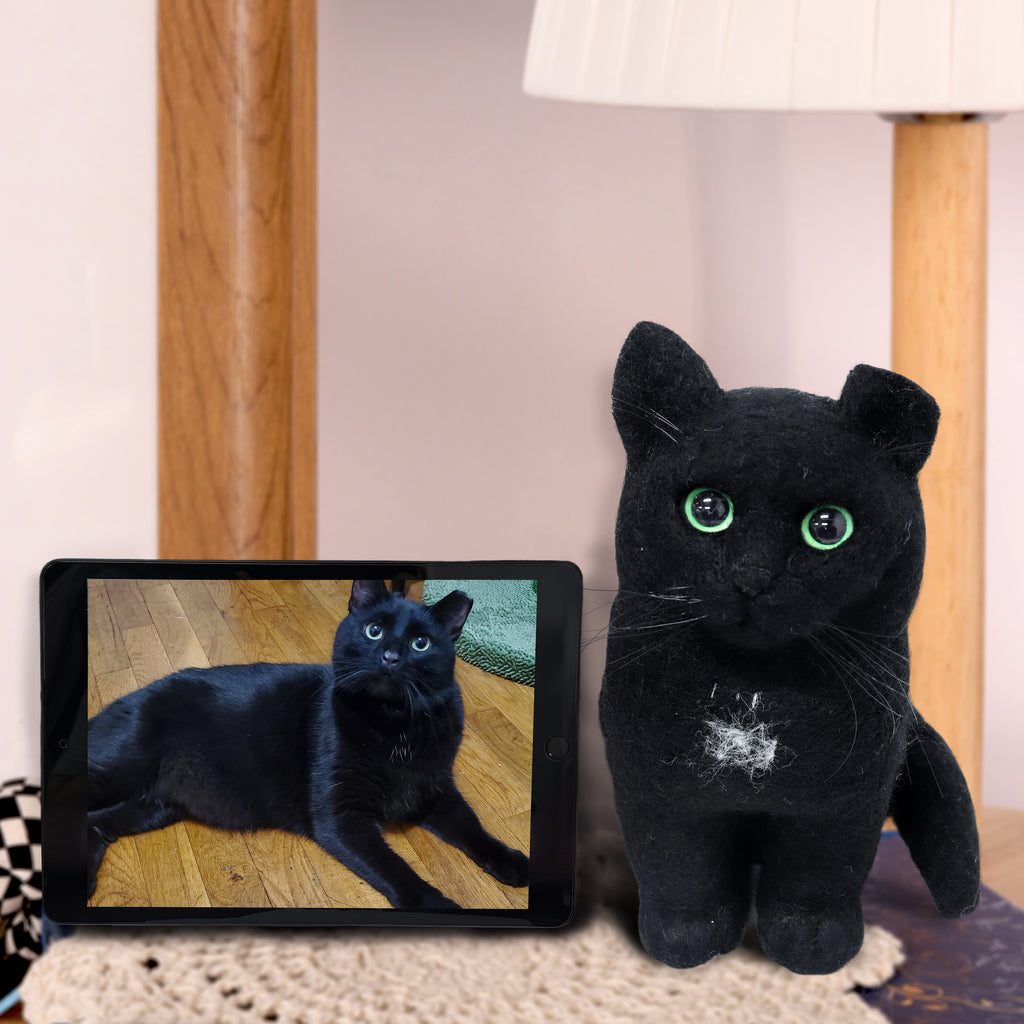Realistic Felted Cat Replica Portrait for Cat Loss Memorial Gift