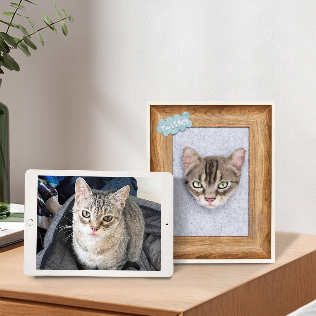 Realistic Needle Felt Cat Portrait Custom Cat Portraits 3D Wakuneco Felt Cat Memorial Ideas
