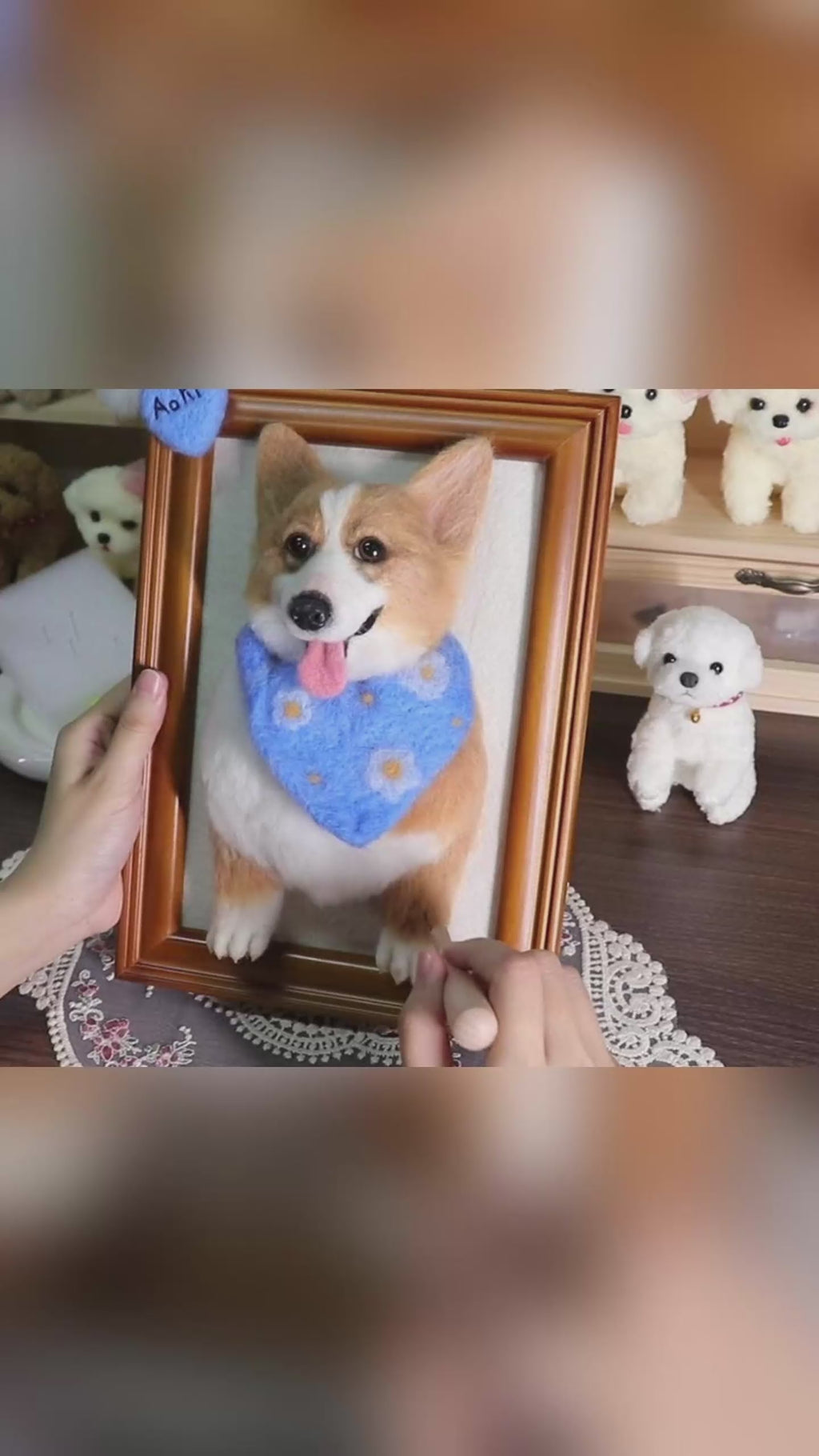 Custom Felt Dog Portrait Needle Felted  Corgi